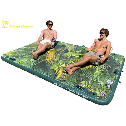 Island Hopper 15’ Water Bouncer Lakeside Water Park with 1 Lakeside Platform/Slide - LKS-WTRPRK15