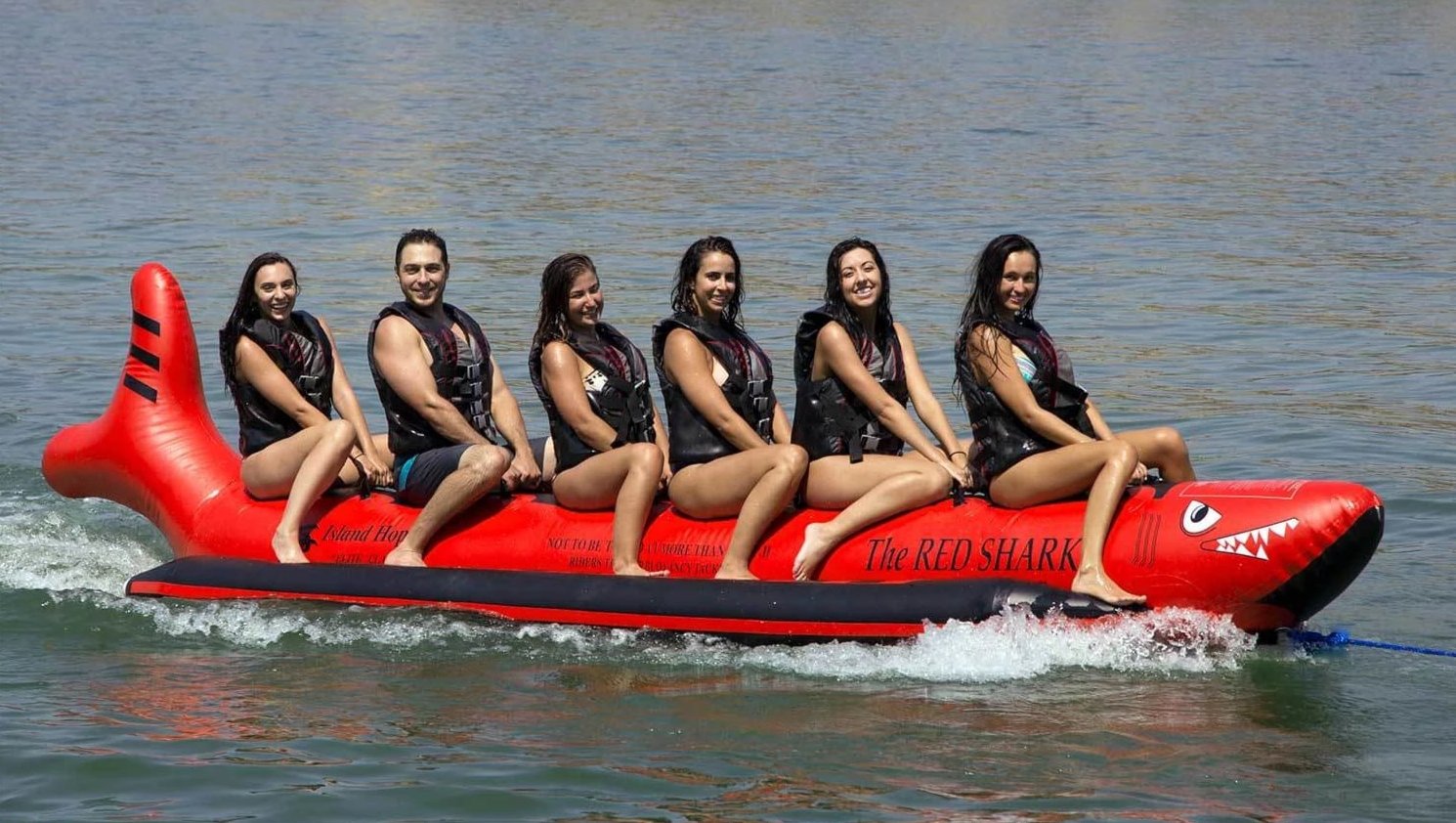 Island Hopper Red Shark Banana Boat 6 Passenger Inline -- RSPVC-6