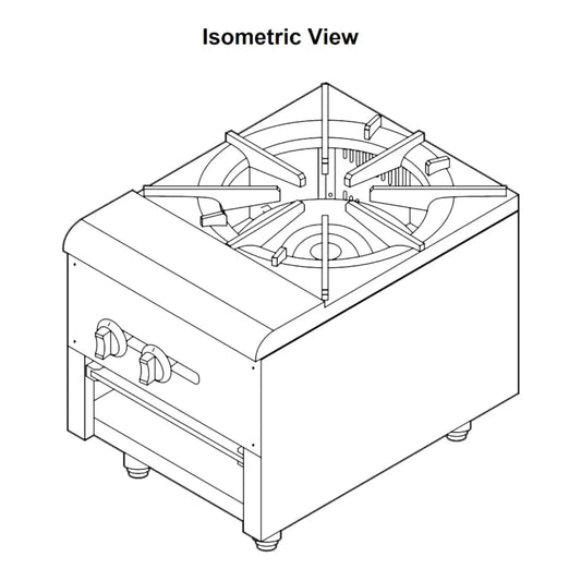Serv-Ware SSSP-1 18” Dual Ring Cast Iron Stock Pot with 1 Burner and 1 Open Front Cabinet, Natural Gas, 110,000 BTU - SSSP-1