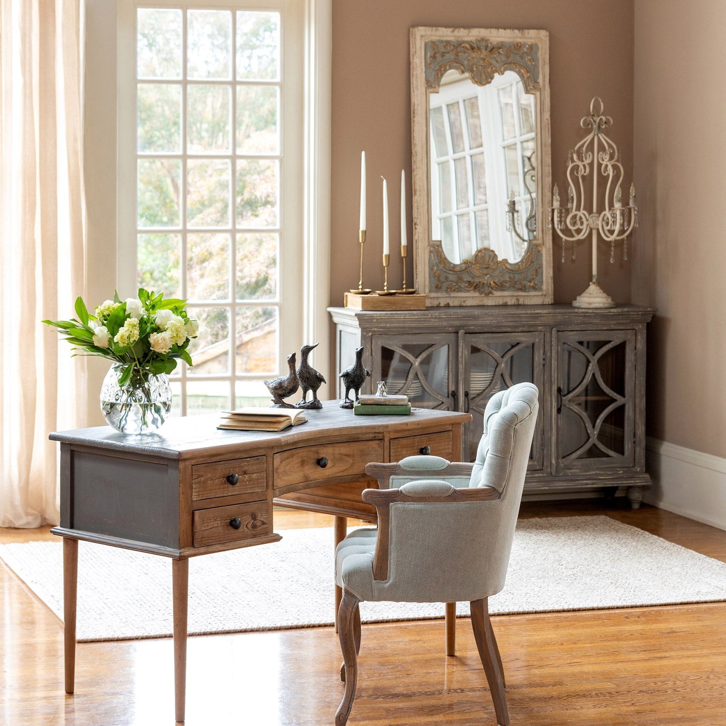 Park Hill Collection Chantal Sideboard - Elegant Country French Design with Distressed Wood Finish & Ample Storage Space - EFC26152