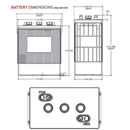 Trojan Motive J305G-AC 6V 315Ah Flooded Lead Acid Deep Cycle Battery