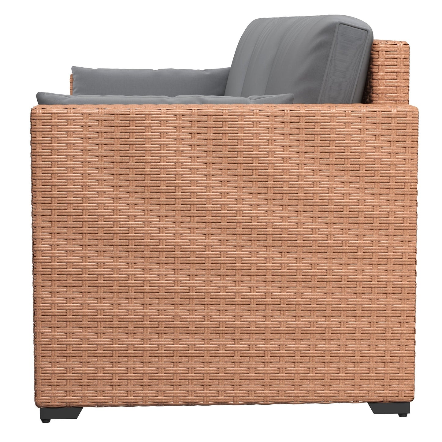 Outsunny 3-Seater PE Wicker Deep Seating Sofa with Removable Cushions, Sand - 860-308V00SD