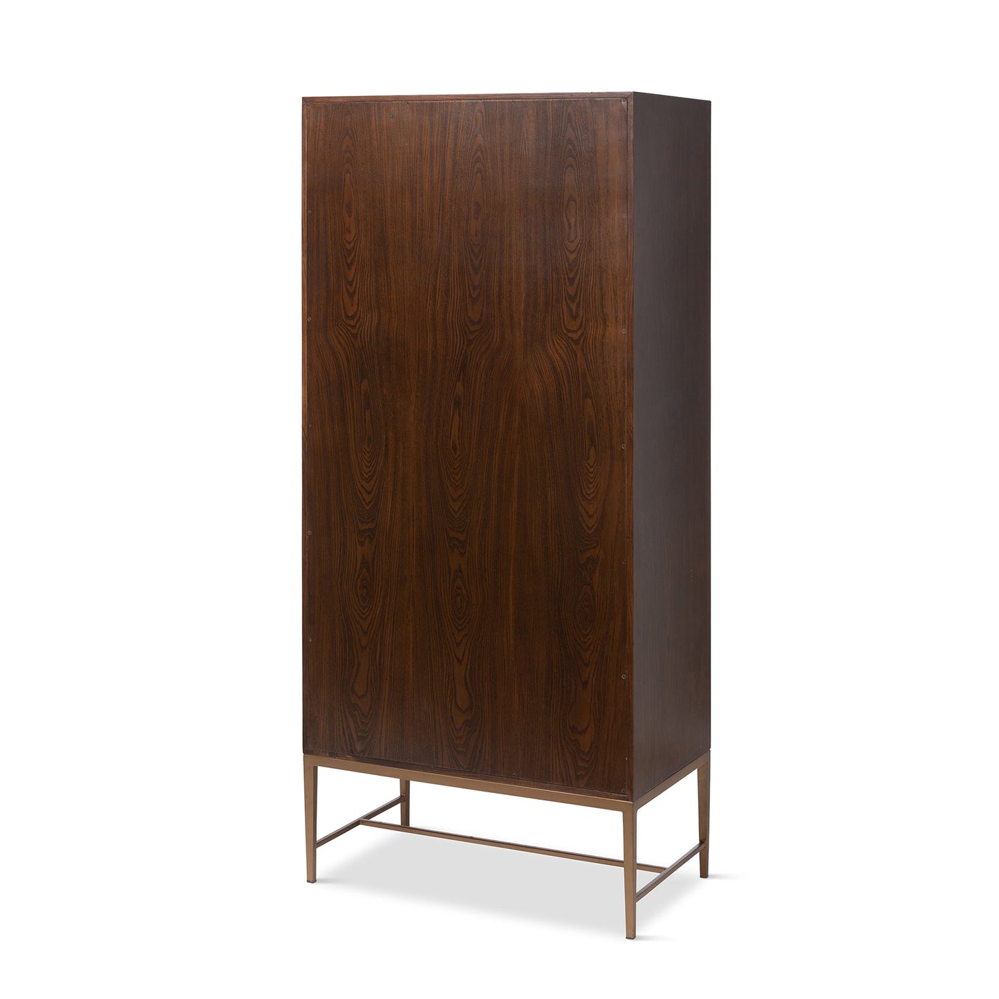 Park Hill Collection Addison Faux Bois Tall Cabinet - Elegant Walnut Beechwood Design with Antique Brass Accents - EFC26060