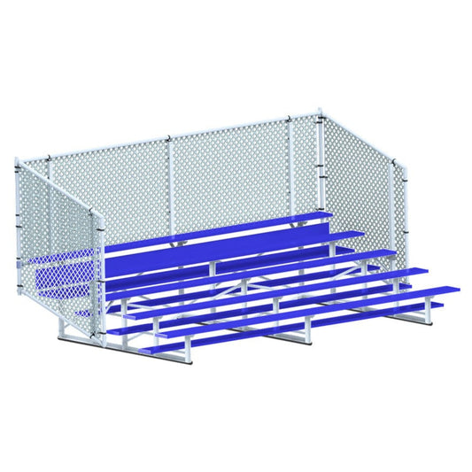 Jaypro Bleacher - 15' (5 Row - Single Foot Plank with Chain Link Rail) - Enclosed (Powder Coated) -  BLCH-5CPC