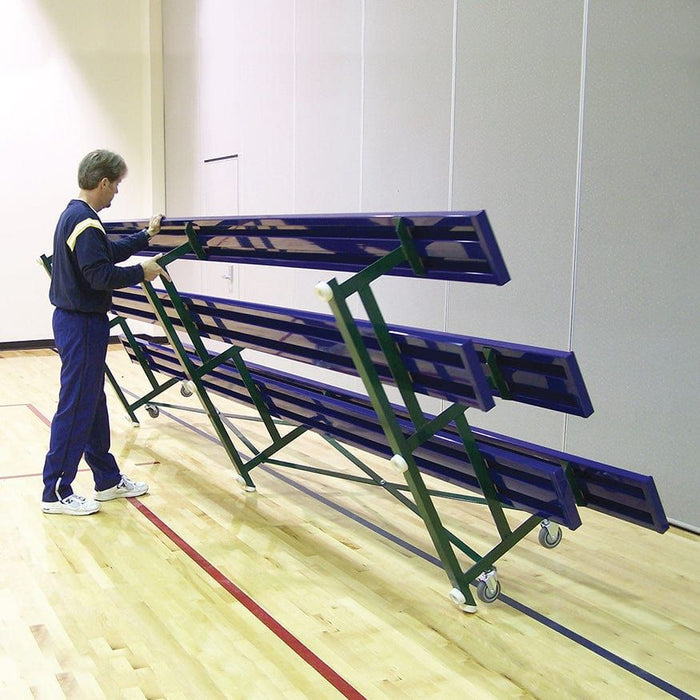 Jaypro Indoor Bleacher - 15 ft. 2 Row - Single Foot Plank - Tip & Roll - BLCH-2TRG