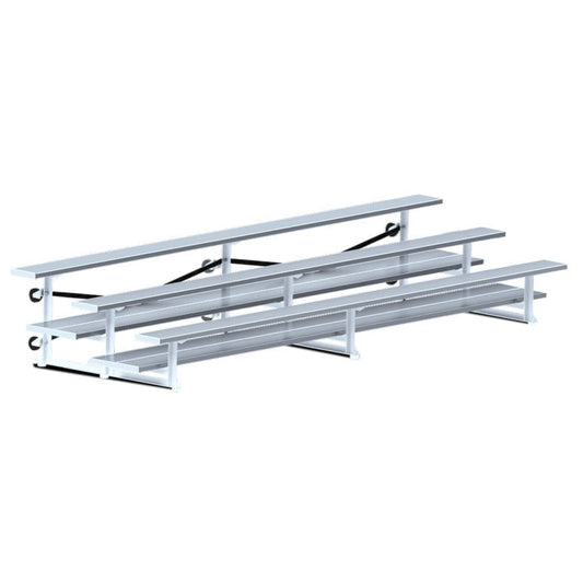 Jaypro Indoor Bleacher - 15 ft. (3 Row - Double Foot Plank) - Tip & Roll -  BLDP-3TRG