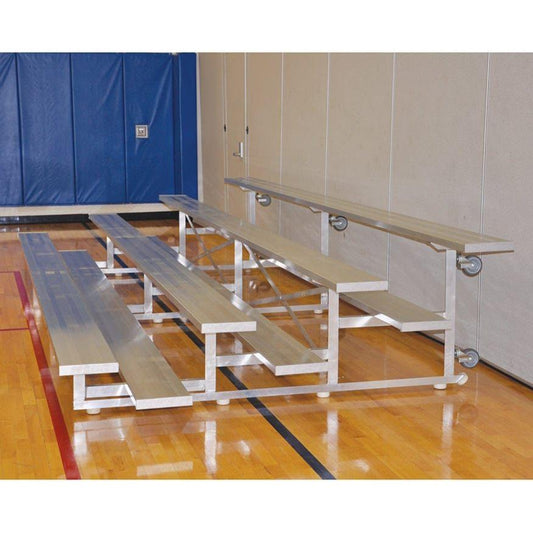 Jaypro Indoor Bleacher - 15 ft. (4 Row - Single Foot Plank) - Tip & Roll -  BLCH-4TRG