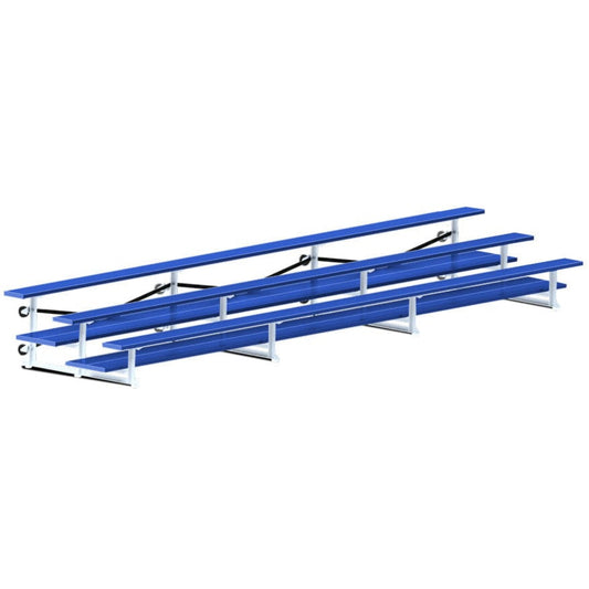 Jaypro Indoor Bleacher - 21 ft. (3 Row - Double Foot Plank) - Tip & Roll (Powder Coated) - BLDP-321TRGPC