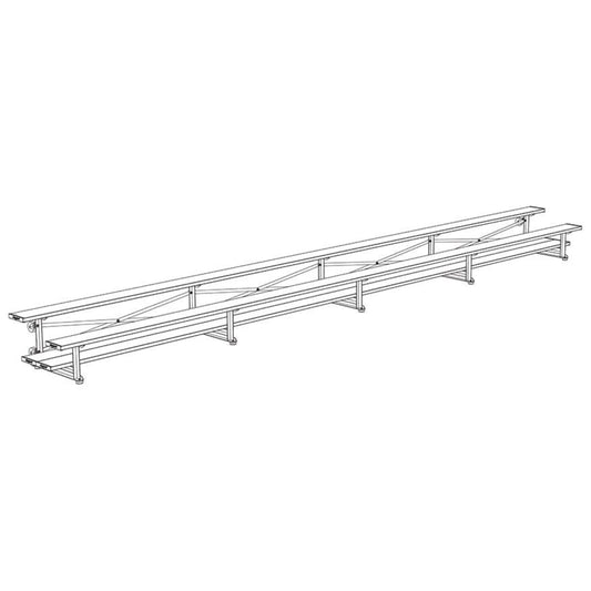 Jaypro Indoor Bleacher - 27 ft. (2 Row - Double Foot Plank) - Tip & Roll -  BLDP-227TRG
