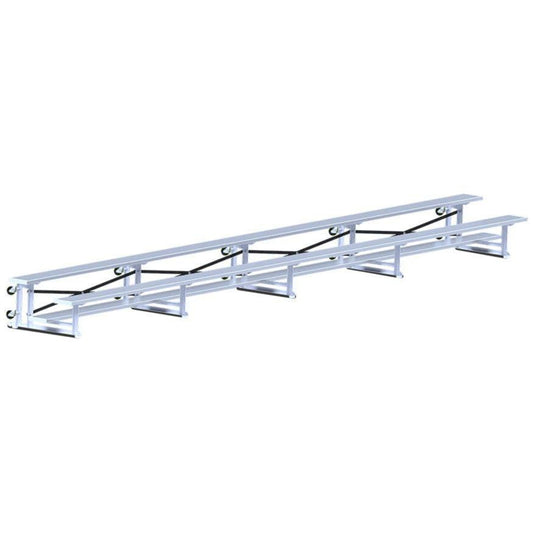 Jaypro Indoor Bleacher - 27 ft. (3 Row - Double Foot Plank) - Tip & Roll -  BLDP-327TRG