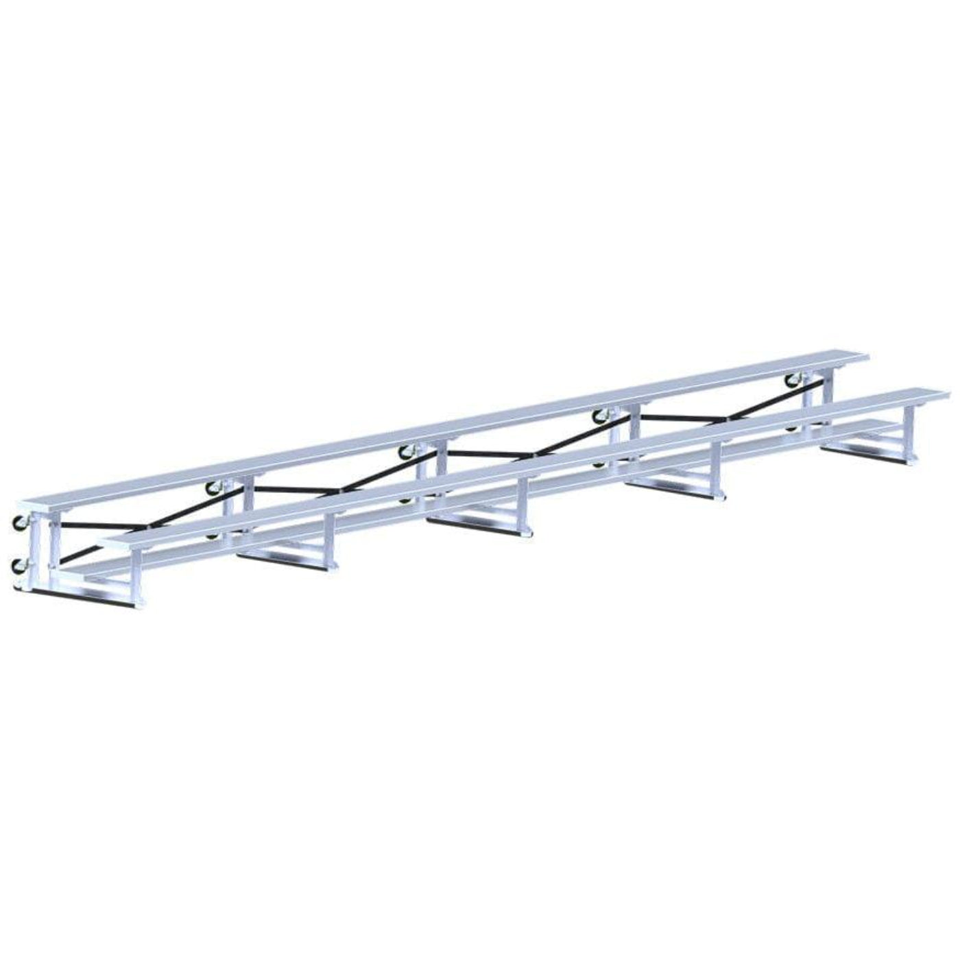 Jaypro Indoor Bleacher - 27 ft. (2 Row - Single Foot Plank) - Tip & Roll - BLCH-227TRG