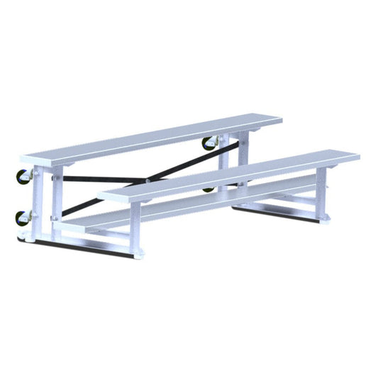 Jaypro Indoor Bleacher - 7-1/2 ft. (2 Row - Single Foot Plank) - Tip & Roll -  BLCH-275TRG