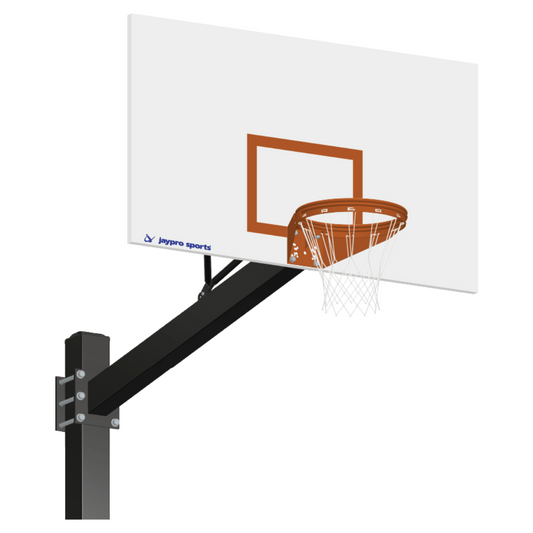 Jaypro Titan Basketball System (6"x 6" Pole with 6' Offset) 72" Glass Backboard (Surface Mou -  772-CV-UGnt)
