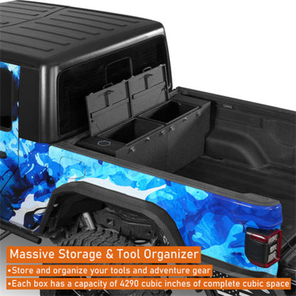 2020-2025 Jeep Gladiator Tool Box Lockable Storage Box Set - Hooke Road - HE.7026-S