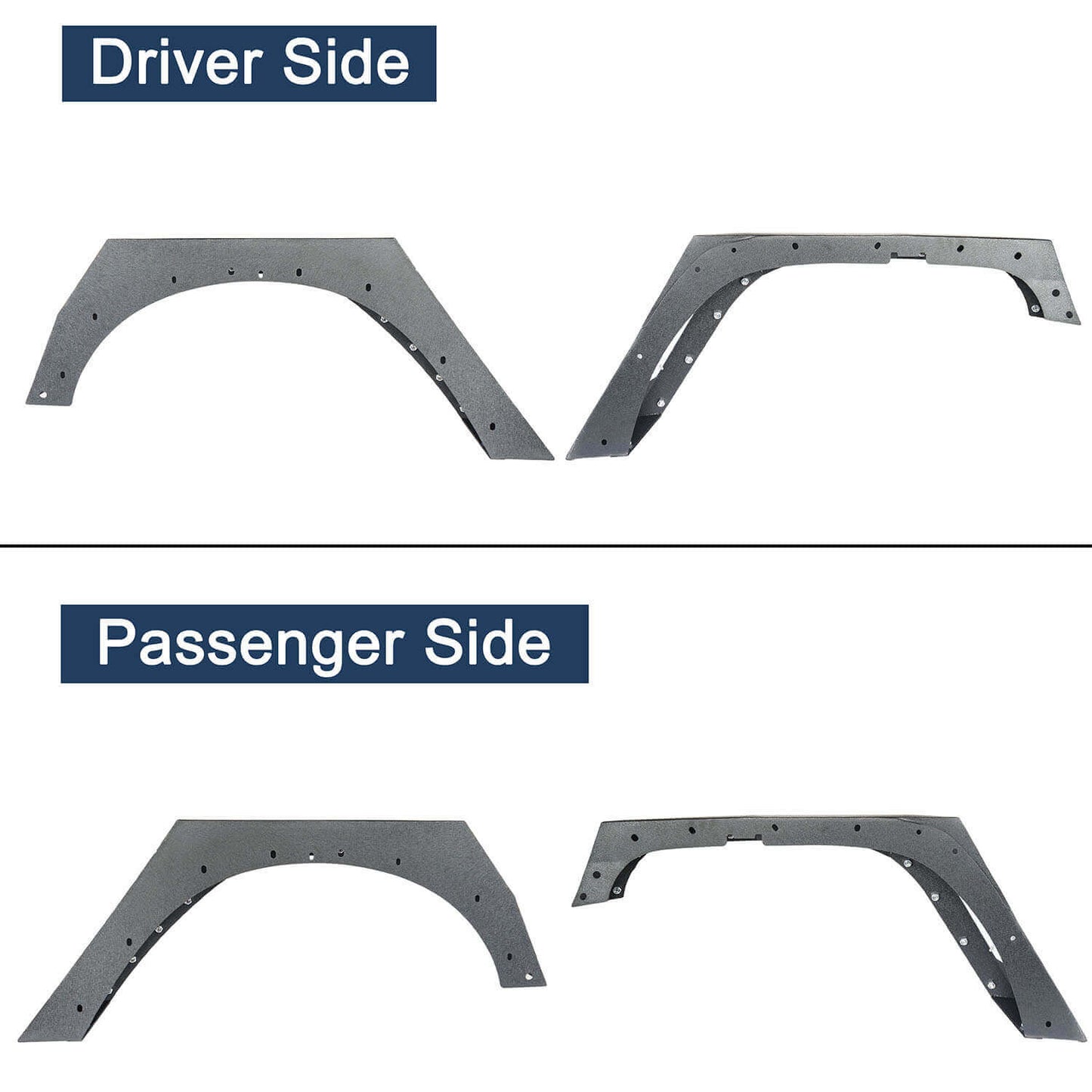 Hooke Road Armour Style Fender Flares(07-18 Jeep Wrangler JK) - HE.2043A+HE.2043B