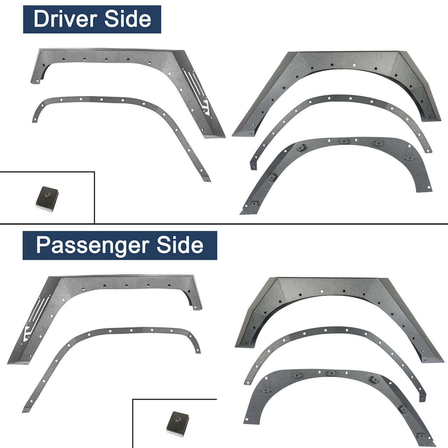 Hooke Road Armour Style Fender Flares(07-18 Jeep Wrangler JK) - HE.2043A+HE.2043B