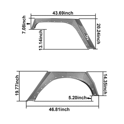 Hooke Road Armour Style Fender Flares(07-18 Jeep Wrangler JK) - HE.2043A+HE.2043B