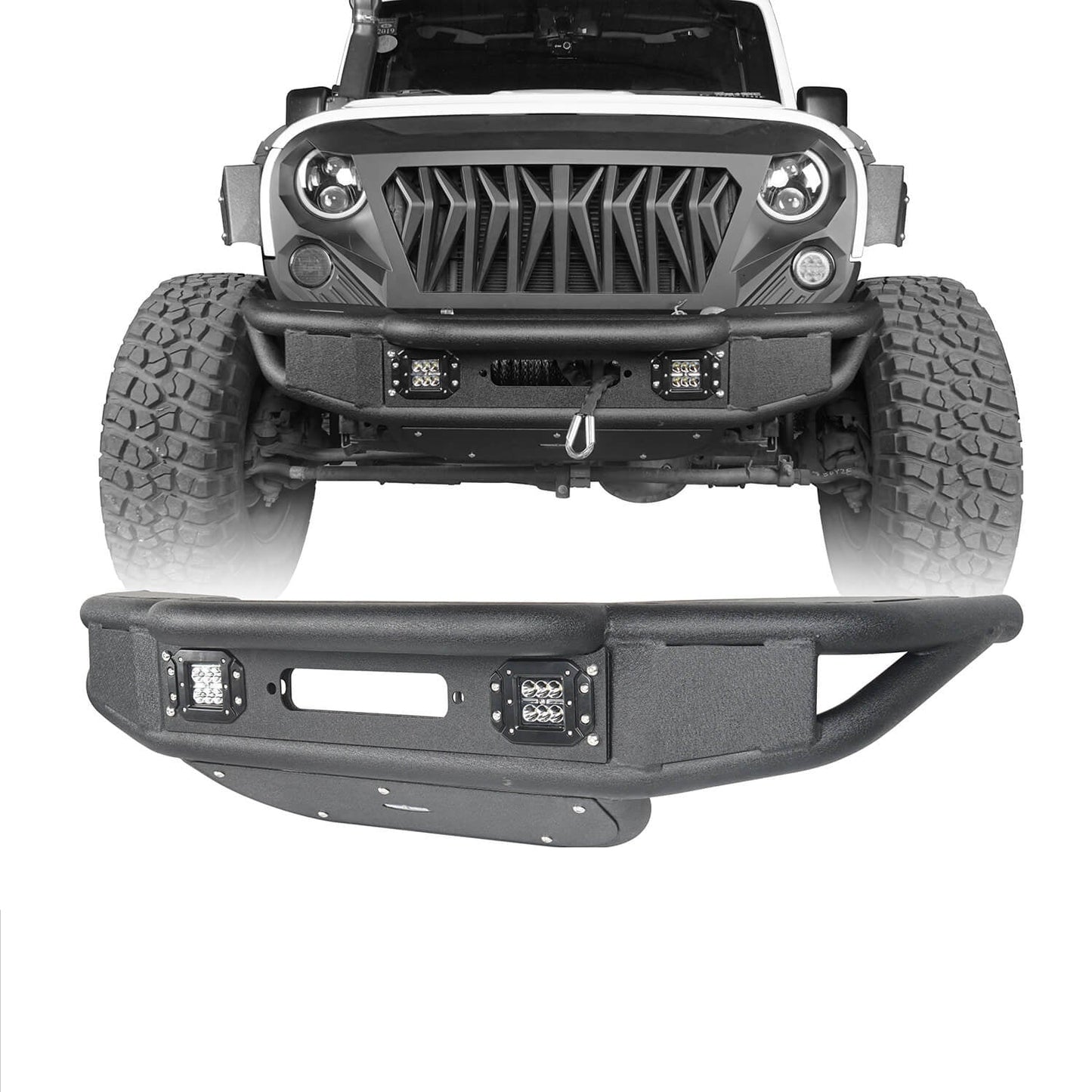 Hooke Road Offroad Aftermarket Front Bumpers For 2007-2018 Jeep Wrangler JK/JKU - HE.2038&Z02
