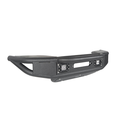 Hooke Road Stubby Tube Front Bumper w/Winch Plate & LED Spotlights(07-18 Jeep Wrangler JK)  - HE.2032