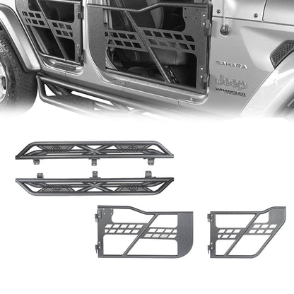 Hooke Road 4 Door Tubular Door & Running Boards(18-25 Jeep Wrangler JL) - HE.3006-1+HE.3009