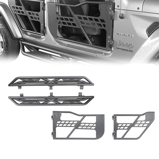 Hooke Road 4 Door Tubular Door & Running Boards(18-25 Jeep Wrangler JL) - HE.3006-1+HE.3009