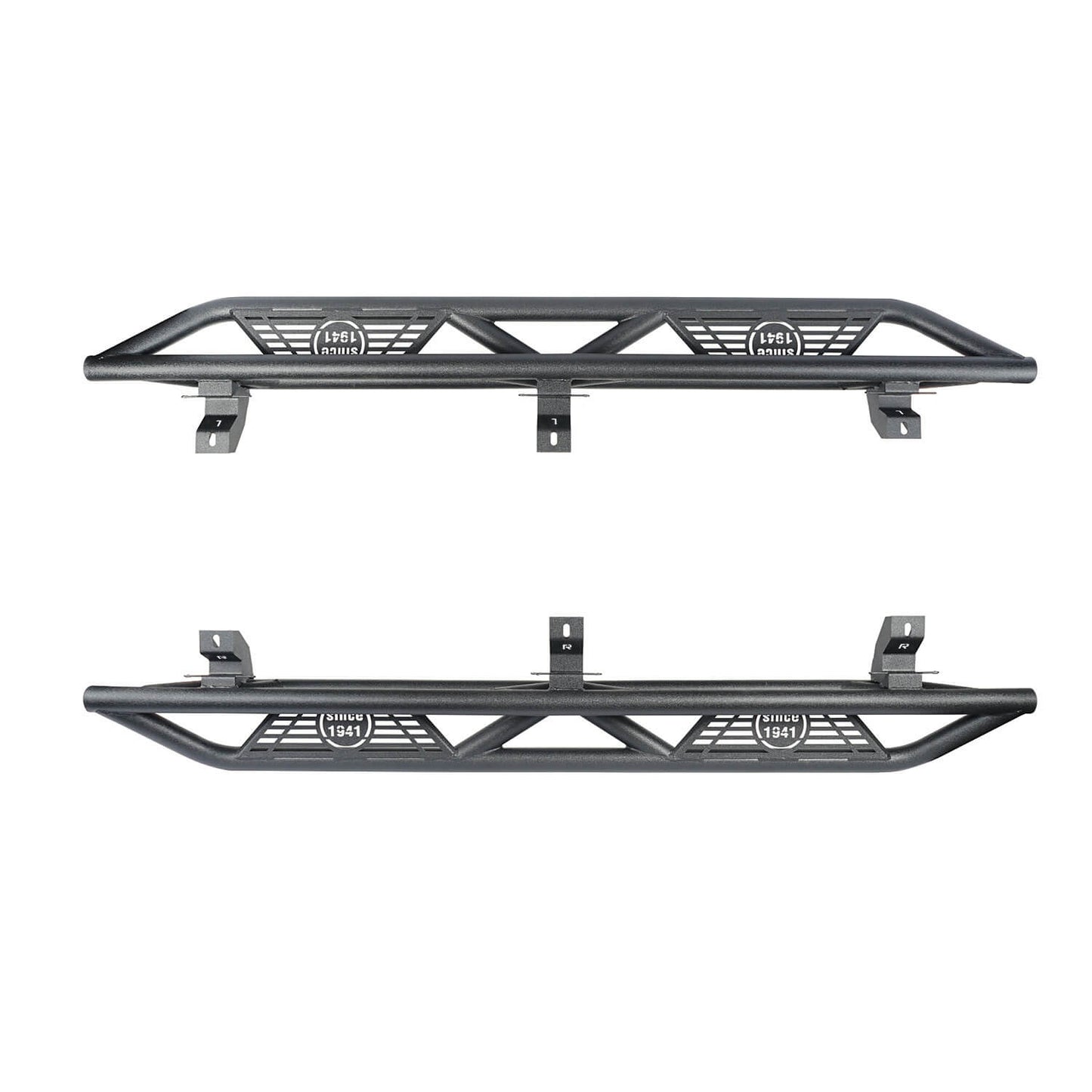 Hooke Road Tube Side Steps Running Boards w/"SINCE 1941" Logo(18-25 Jeep Wrangler JL 4 Door) - HE.3006-1