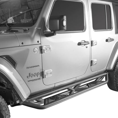 Hooke Road Tube Side Steps Running Boards w/"SINCE 1941" Logo(18-25 Jeep Wrangler JL 4 Door) - HE.3006-1