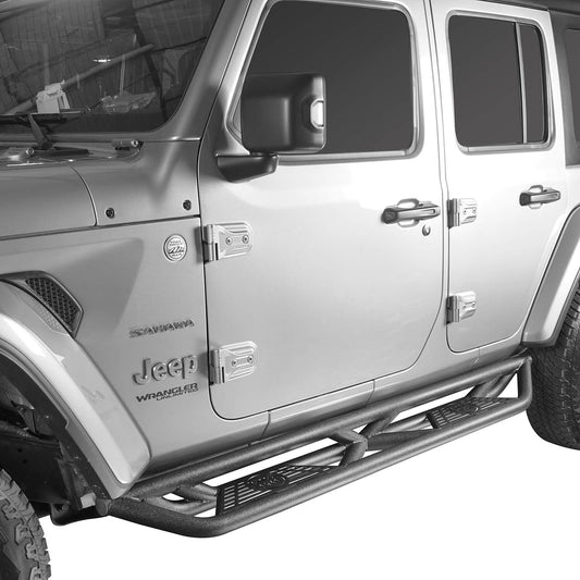 Hooke Road Tube Side Steps Running Boards w/"SINCE 1941" Logo(18-25 Jeep Wrangler JL 4 Door) - HE.3006-1