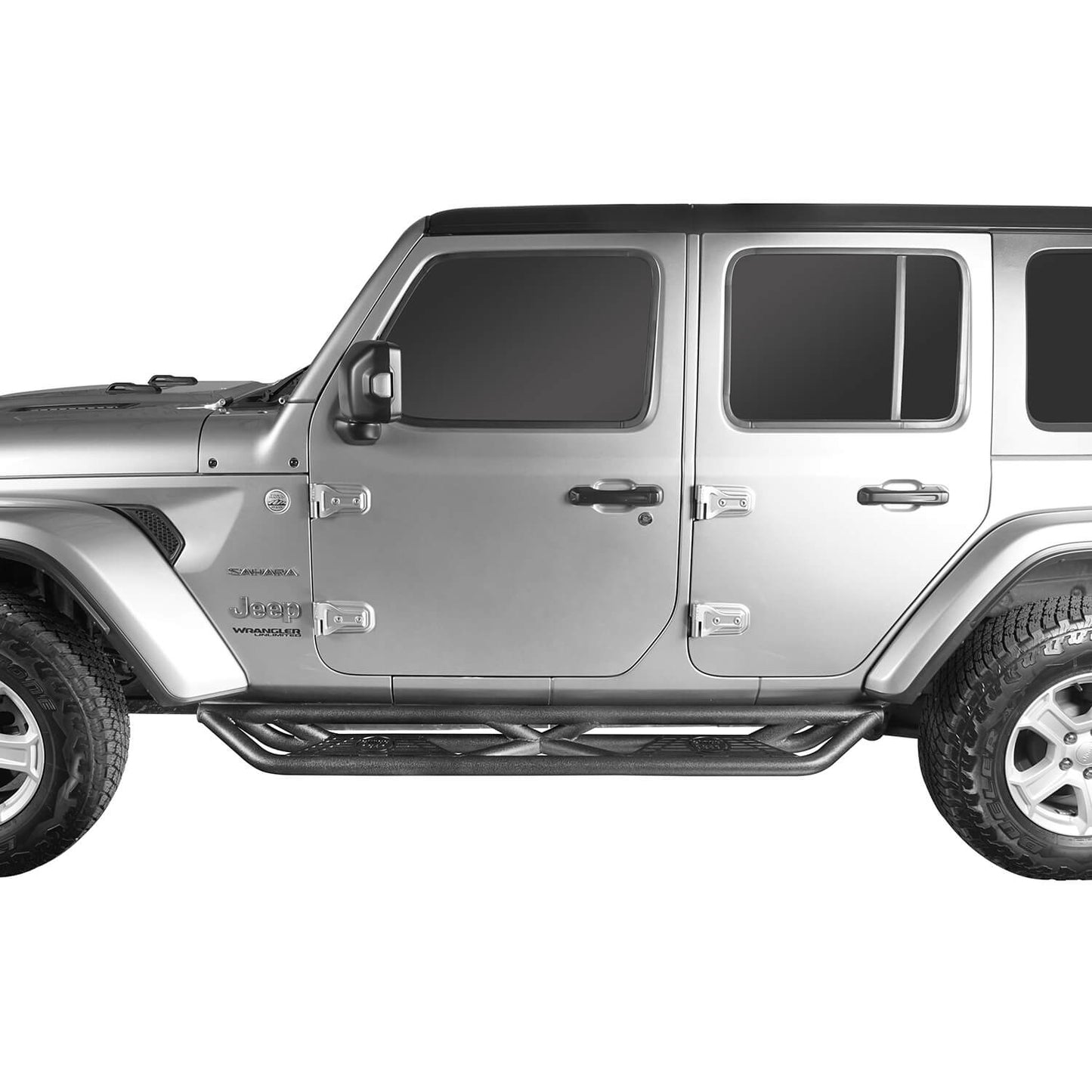 Hooke Road Tube Side Steps Running Boards w/"SINCE 1941" Logo(18-25 Jeep Wrangler JL 4 Door) - HE.3006-1