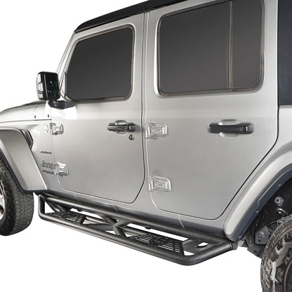 Hooke Road Tube Side Steps Running Boards w/"SINCE 1941" Logo(18-25 Jeep Wrangler JL 4 Door) - HE.3006-1