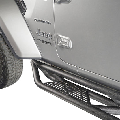 Hooke Road Tube Side Steps Running Boards w/"SINCE 1941" Logo(18-25 Jeep Wrangler JL 4 Door) - HE.3006-1