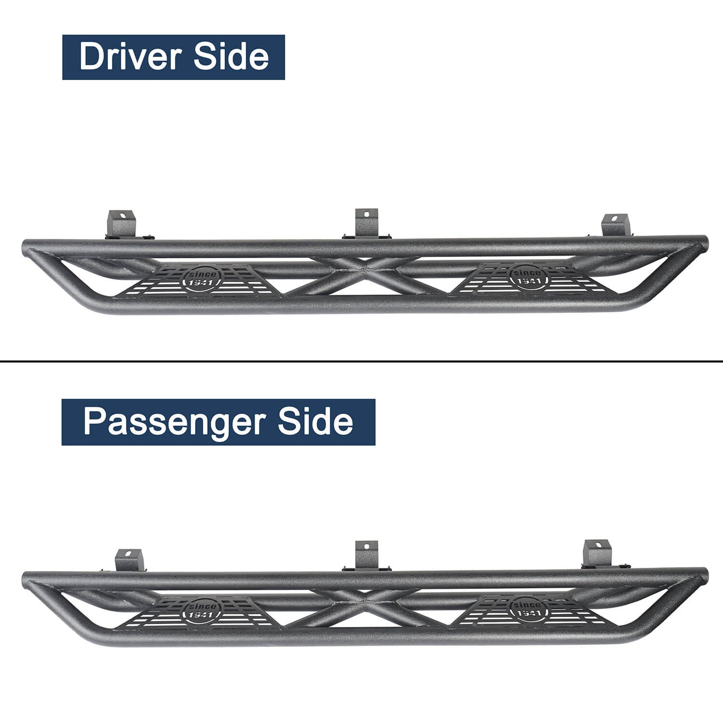Hooke Road Tube Side Steps Running Boards w/"SINCE 1941" Logo(18-25 Jeep Wrangler JL 4 Door) - HE.3006-1