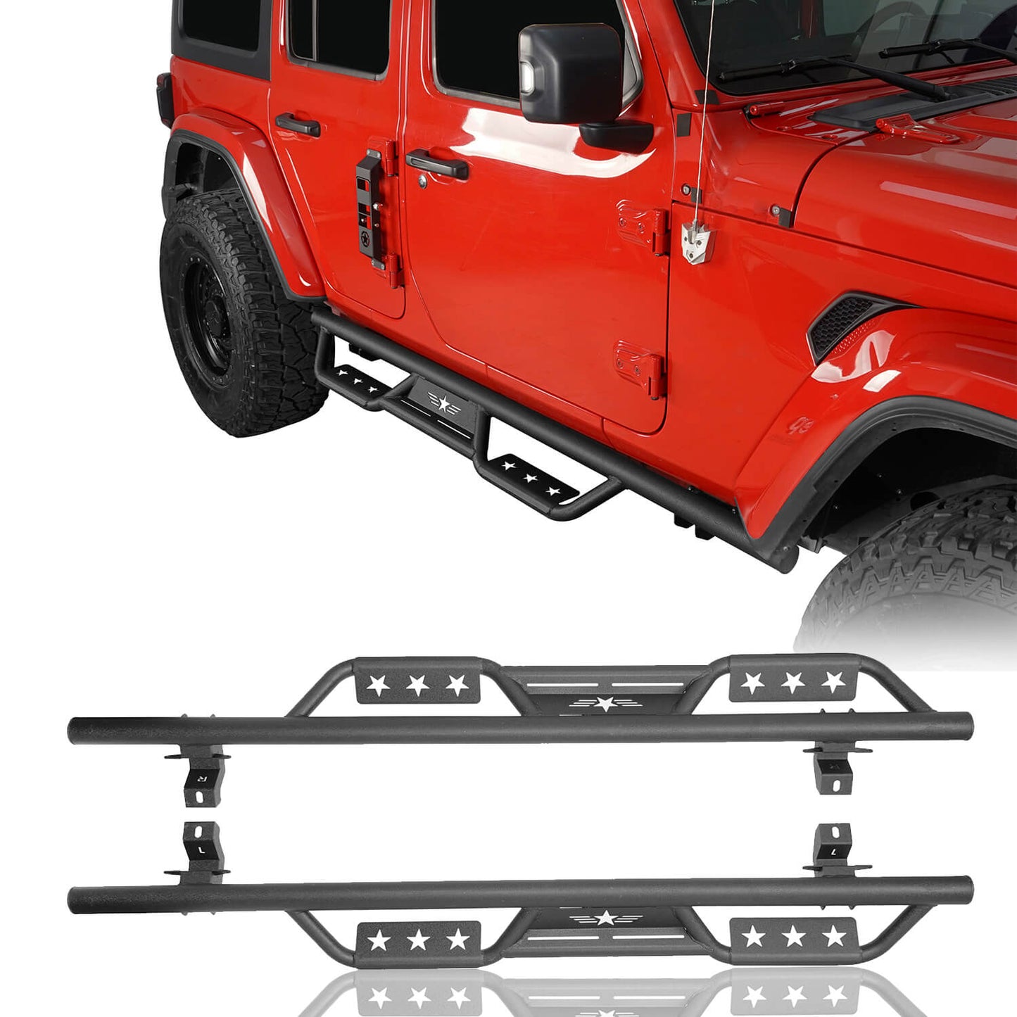 Hooke Road 4-Door Tubular Doors & Side Steps(18-25 Jeep Wrangler JL) - HE.3005-1+HE.3009