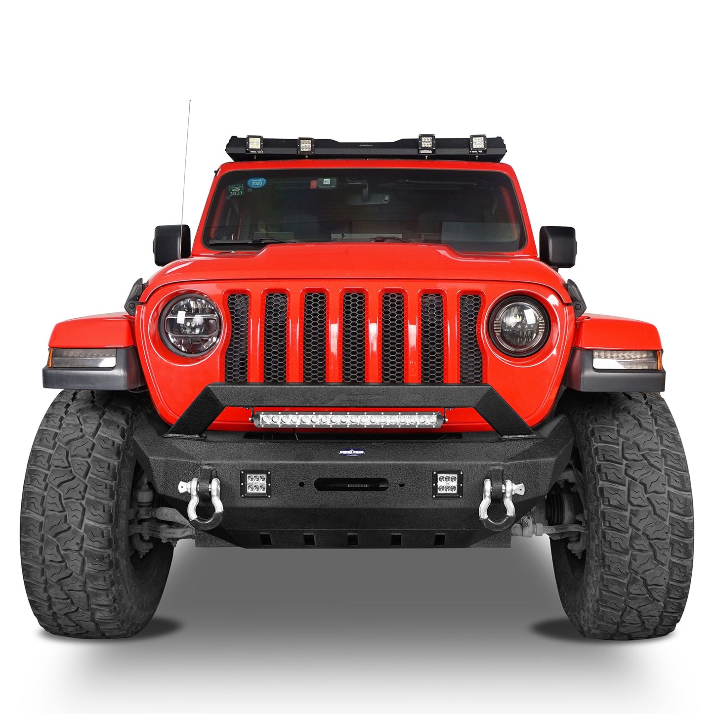 Hooke Road Rock Crawler Stubby Front Bumper w/LED Spotlight Bar(18-25 Jeep Wrangler JL & 20-25 Gladiator JT) - 31HE.30