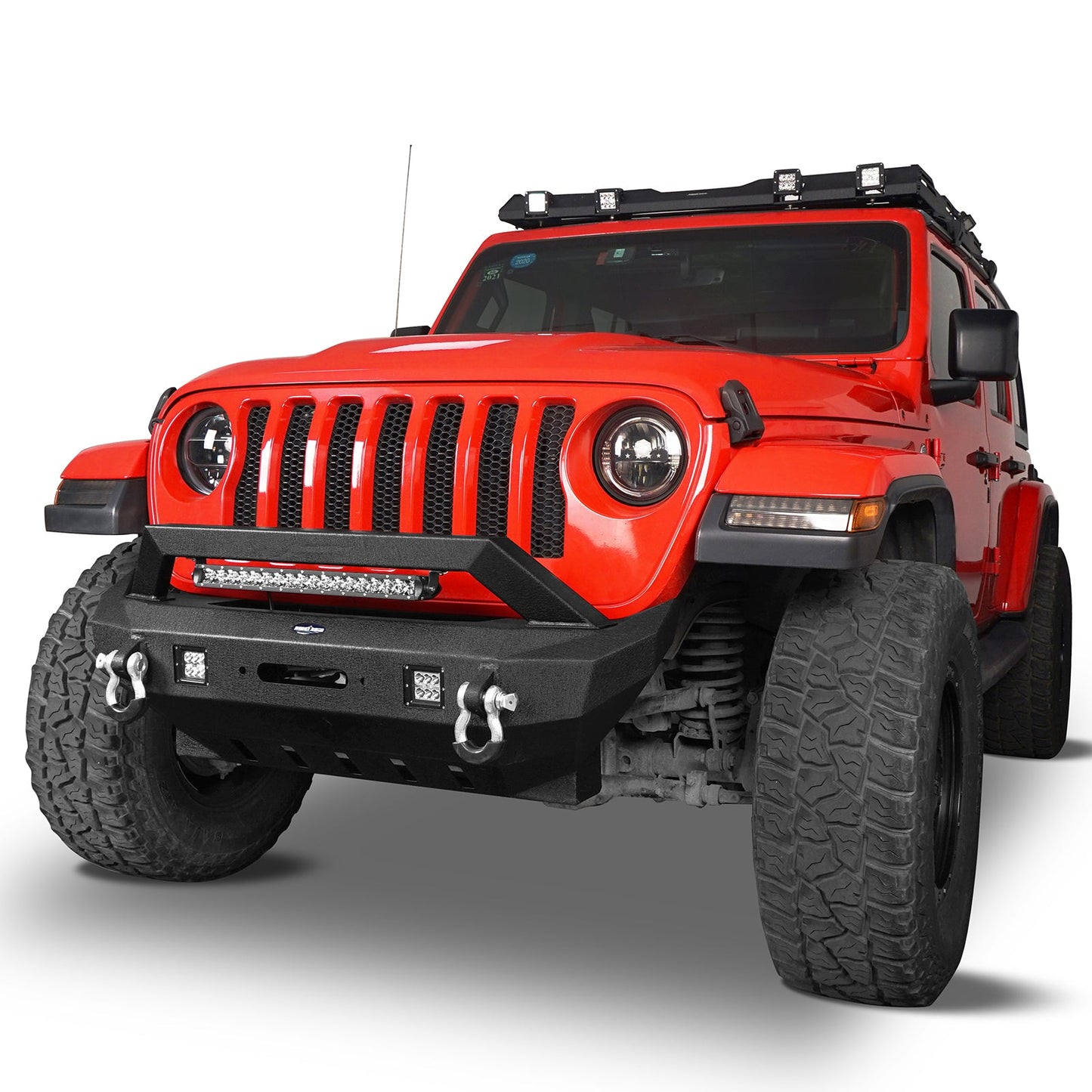 Hooke Road Rock Crawler Stubby Front Bumper w/LED Spotlight Bar(18-25 Jeep Wrangler JL & 20-25 Gladiator JT) - 31HE.30
