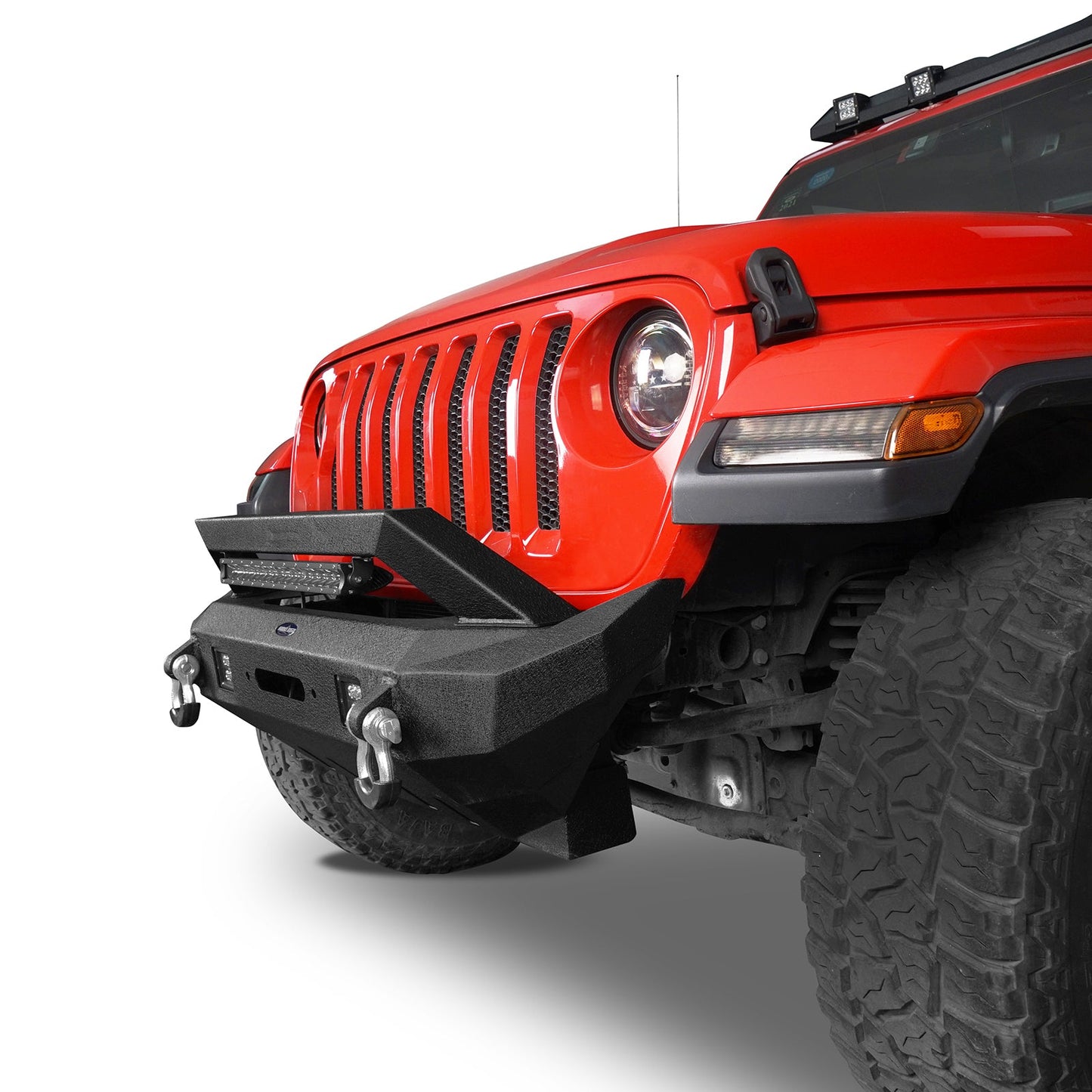 Hooke Road Rock Crawler Stubby Front Bumper w/LED Spotlight Bar(18-25 Jeep Wrangler JL & 20-25 Gladiator JT) - 31HE.30