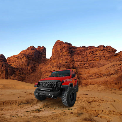 Hooke Road Rock Crawler Stubby Front Bumper w/LED Spotlight Bar(18-25 Jeep Wrangler JL & 20-25 Gladiator JT) - 31HE.30