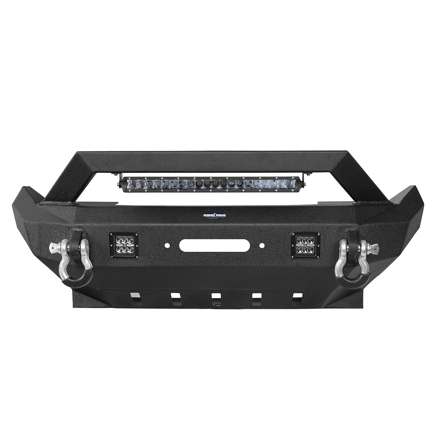 Hooke Road Rock Crawler Stubby Front Bumper w/LED Spotlight Bar(18-25 Jeep Wrangler JL & 20-25 Gladiator JT) - 31HE.30