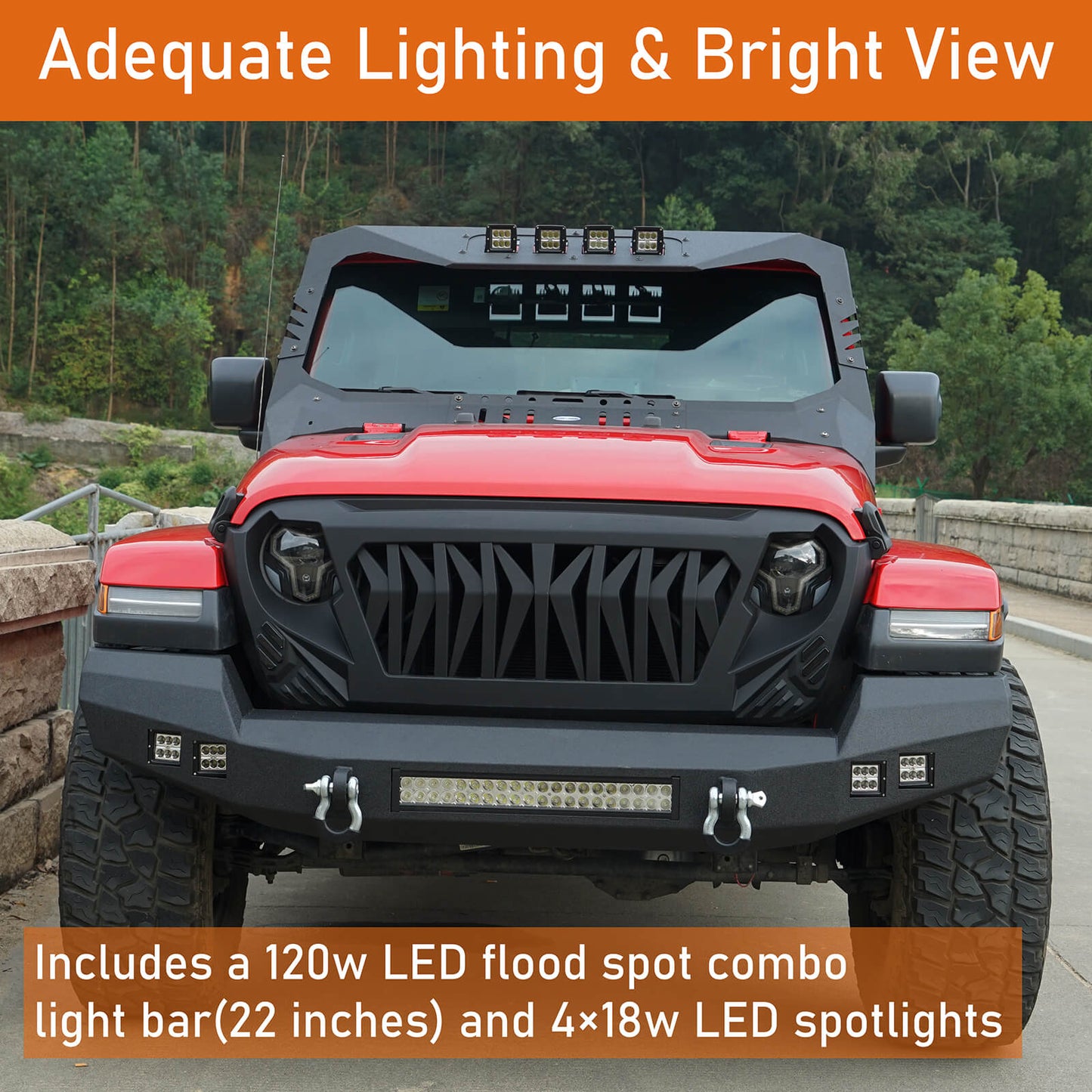 Hooke Road Climber Full Width Front Bumper(18-25 Wrangler JL , 4XE & 20-25 Gladiator JT)  - HE.3011-S