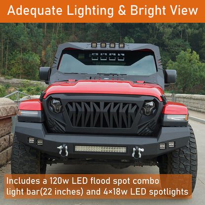 Hooke Road Climber Full Width Front Bumper(18-25 Wrangler JL , 4XE & 20-25 Gladiator JT)  - HE.3011-S
