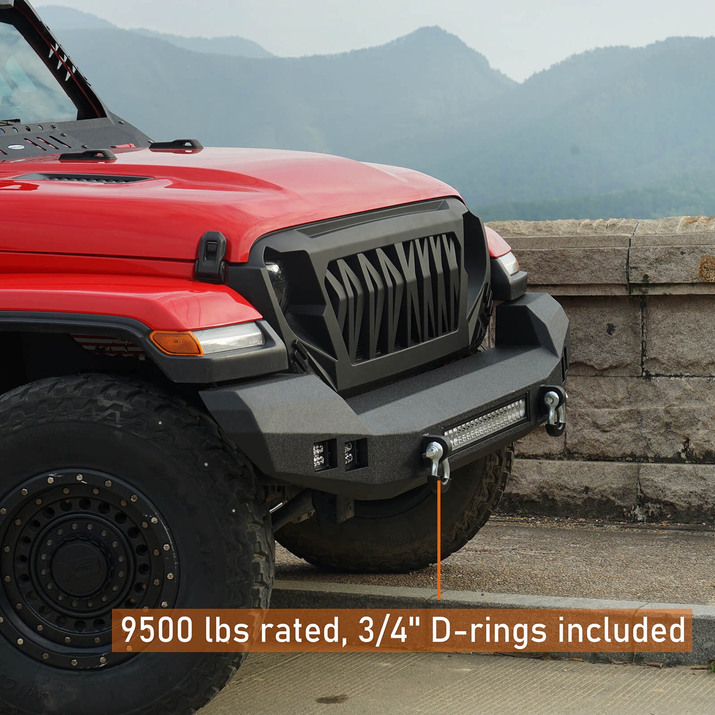 Hooke Road Climber Full Width Front Bumper(18-25 Wrangler JL , 4XE & 20-25 Gladiator JT)  - HE.3011-S