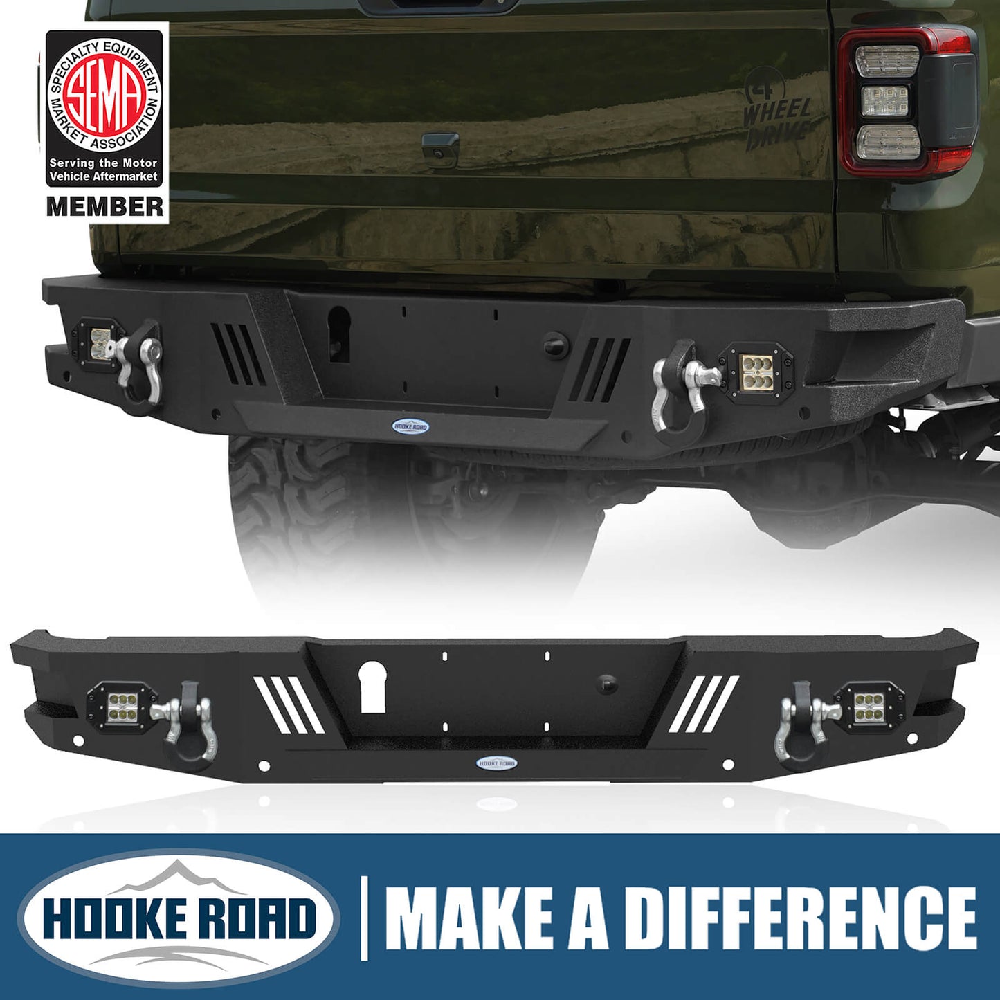 20-25 Jeep Gladiator JT Rear Bumper Aftermarket Replacement - Hooke Road - HE.7010-S