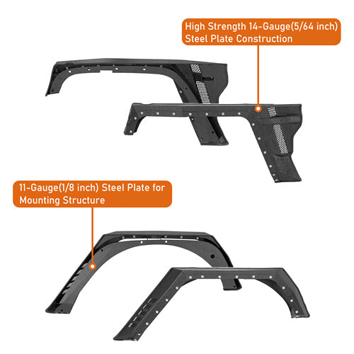 Jeep Wrangler JK Fender Flares 2007-2018 2-Door - Hooke Road - HE.2103+HE.2105