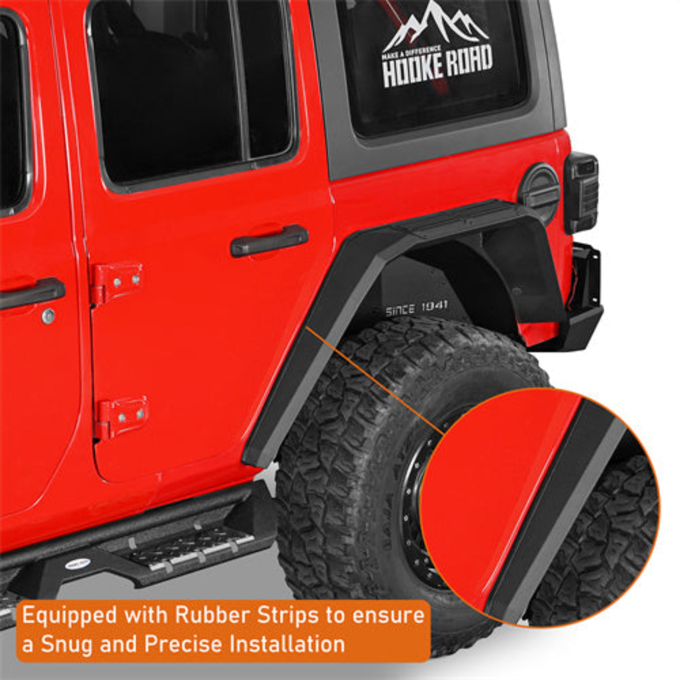 2018-2025 Jeep Wrangler JL Aluminum Rear Fender Flares - Hooke Road - HE.3077-S