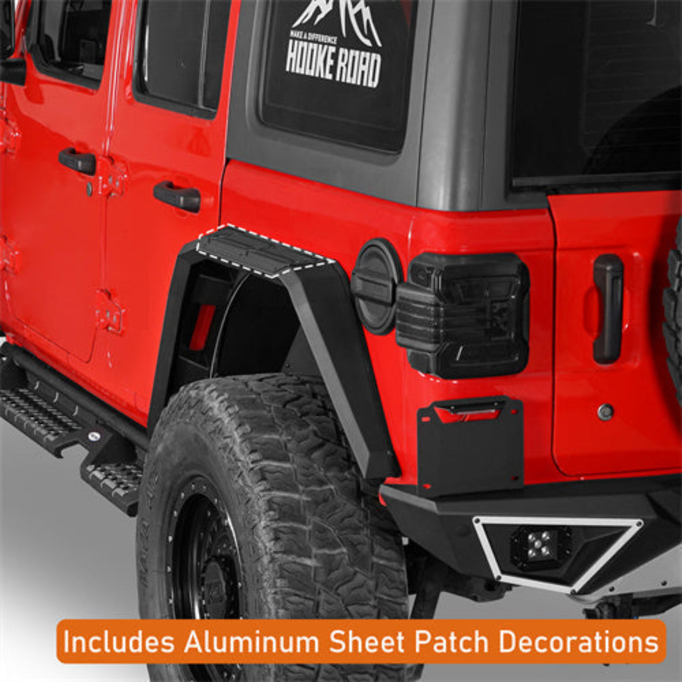 2018-2025 Jeep Wrangler JL Aluminum Rear Fender Flares - Hooke Road - HE.3077-S