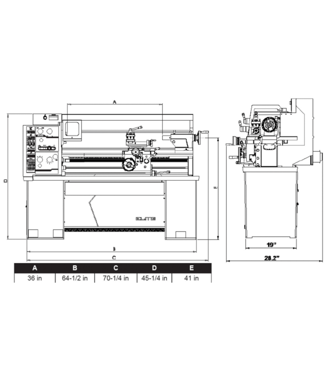 JET Elite Lathe E-1440VS with Newall DP700 DRO with Taper Attachment - JT9-892470