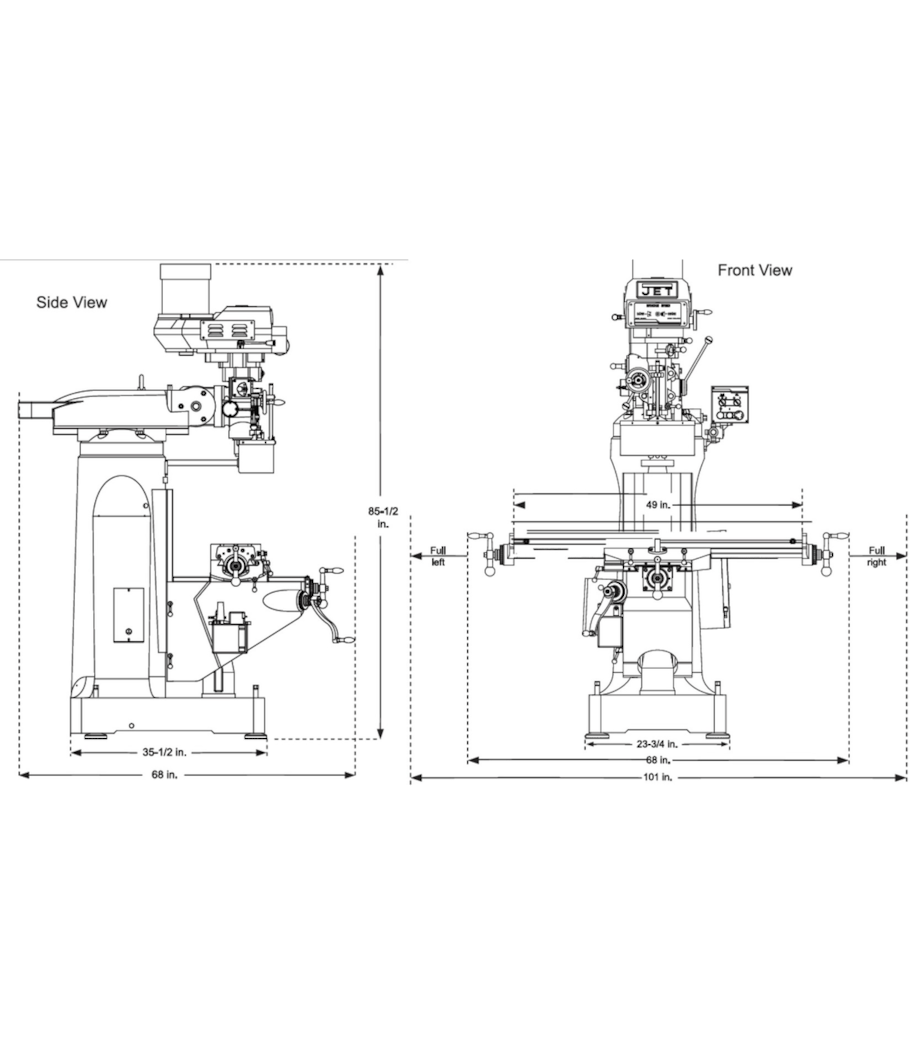 JET Elite ETM-949 Mill with X, Y-Axis JET Powerfeeds - JT9-894105