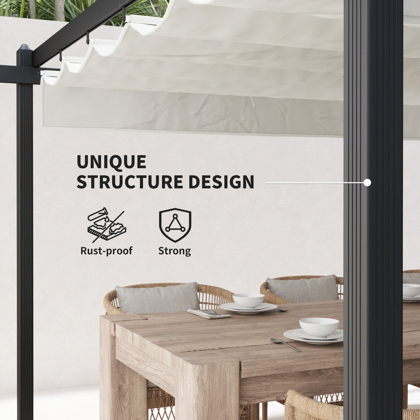 Outsunny 13' x 13' Aluminum Retractable Pergola Canopy, for Garden Patio Backyard Deck, White - 84C-567V00WT