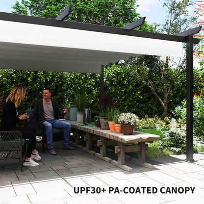Outsunny 13' x 13' Aluminum Retractable Pergola Canopy, for Garden Patio Backyard Deck, White - 84C-567V00WT