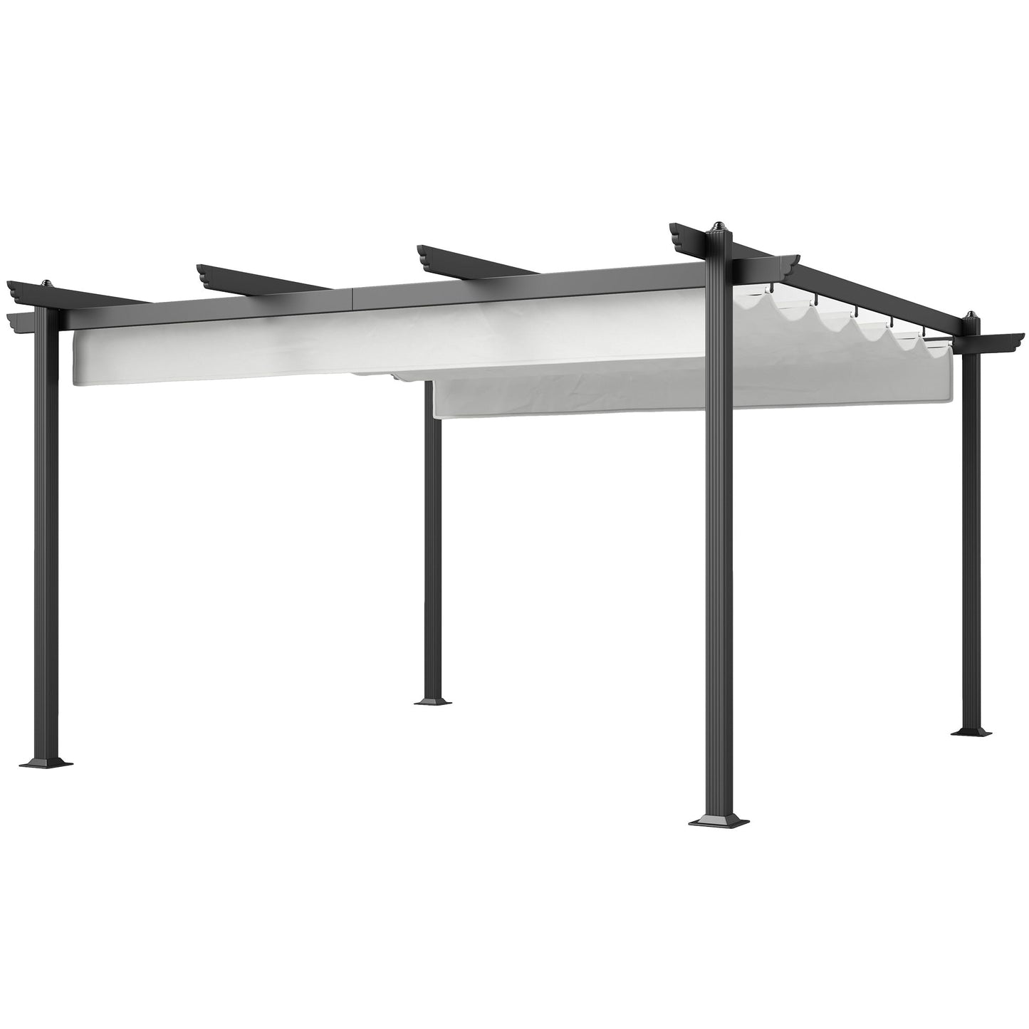 Outsunny 13' x 13' Aluminum Retractable Pergola Canopy, for Garden Patio Backyard Deck, White - 84C-567V00WT